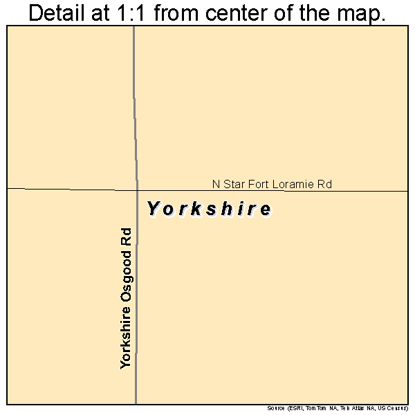 Yorkshire, Ohio road map detail