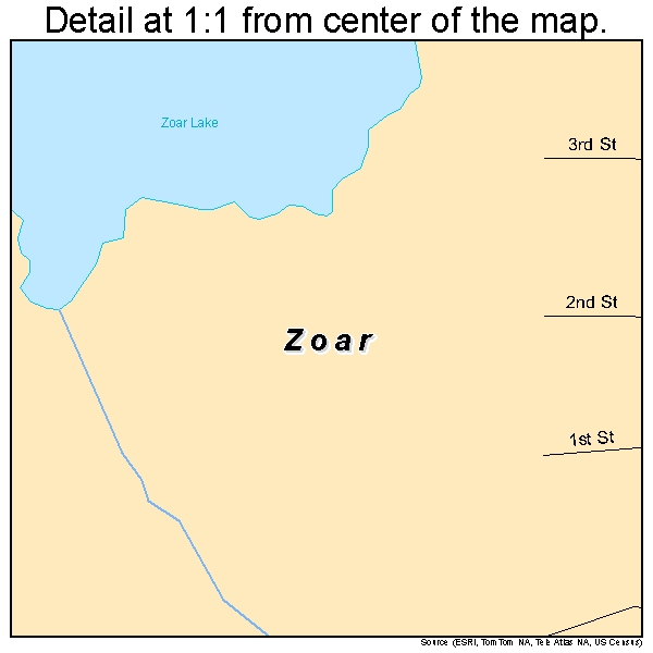 Zoar, Ohio road map detail