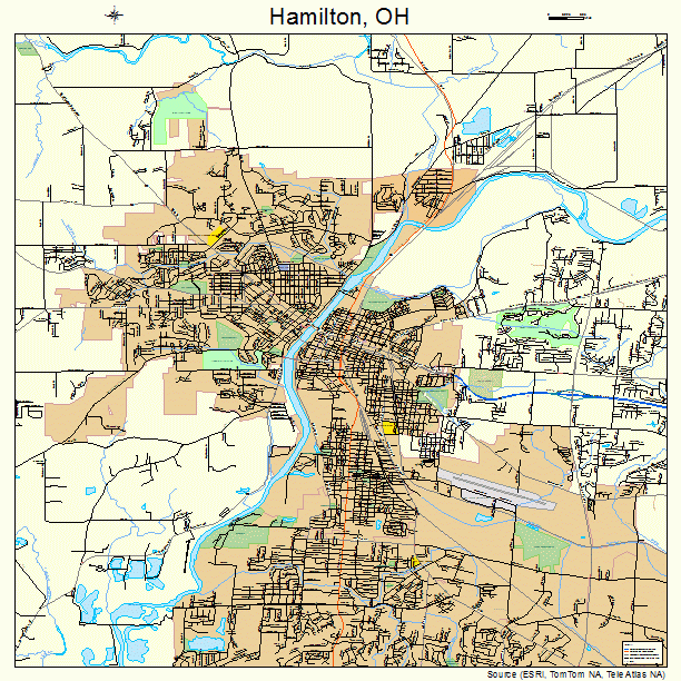 Hamilton, OH street map