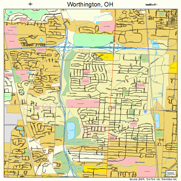 Worthington, OH street map