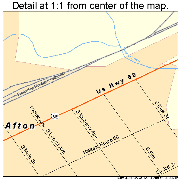 Afton, Oklahoma road map detail