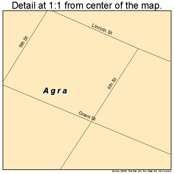 Agra, Oklahoma road map detail