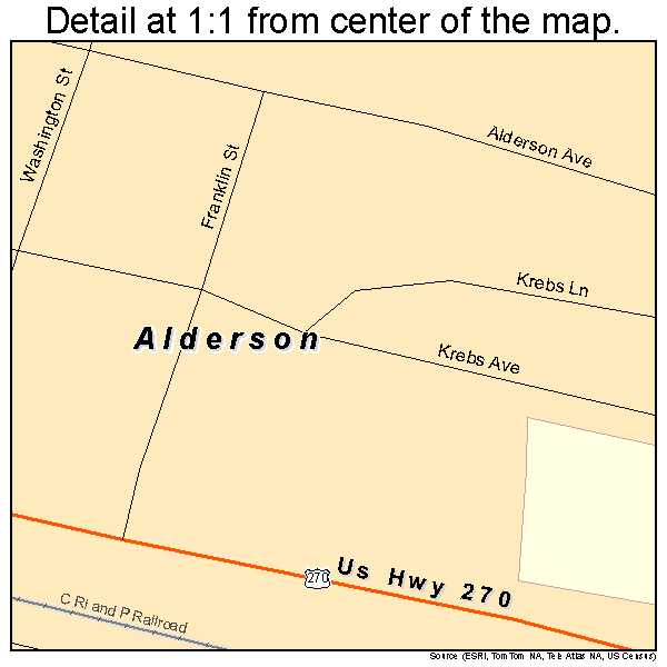 Alderson, Oklahoma road map detail