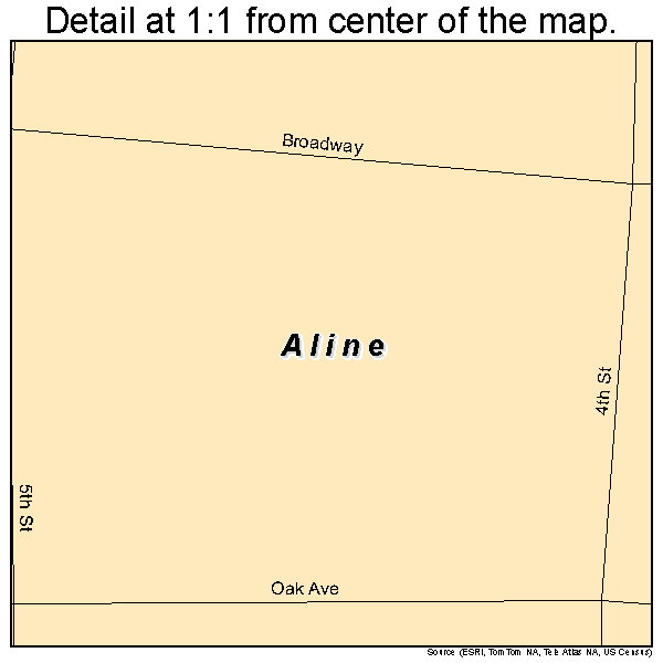 Aline, Oklahoma road map detail