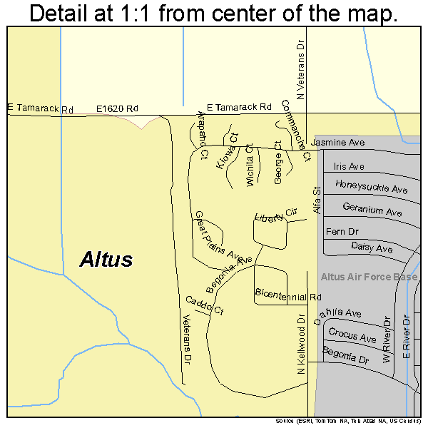 Altus, Oklahoma road map detail