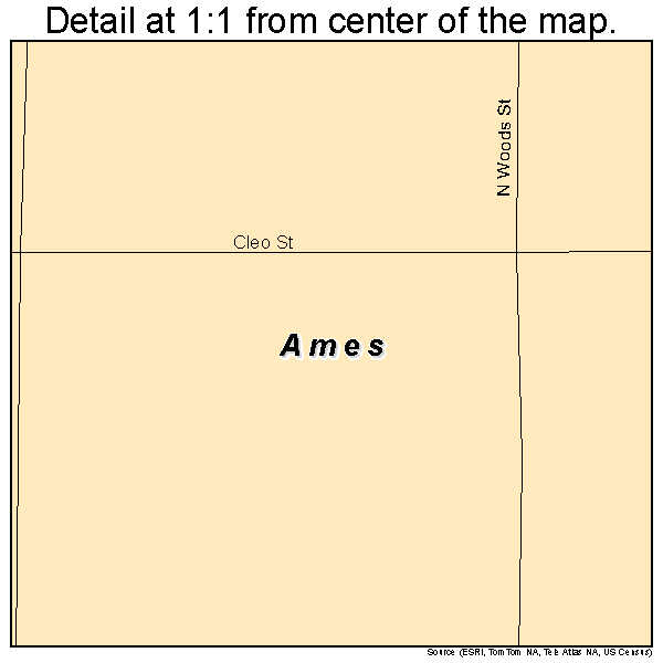 Ames, Oklahoma road map detail