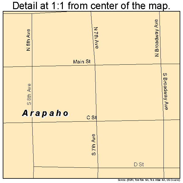 Arapaho, Oklahoma road map detail