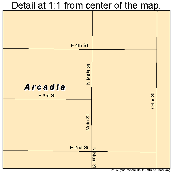 Arcadia, Oklahoma road map detail