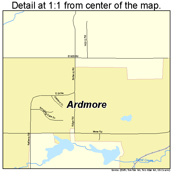 Ardmore, Oklahoma road map detail