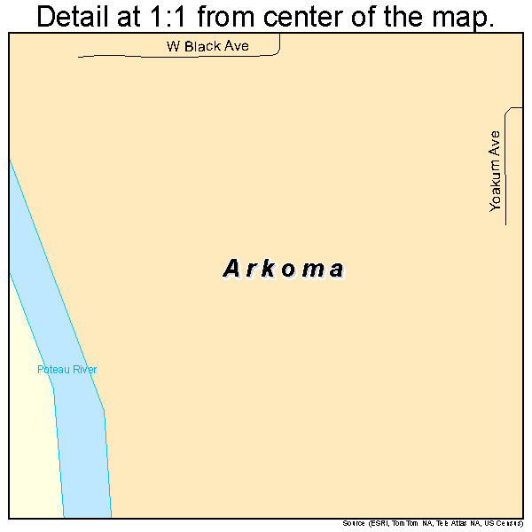 Arkoma, Oklahoma road map detail