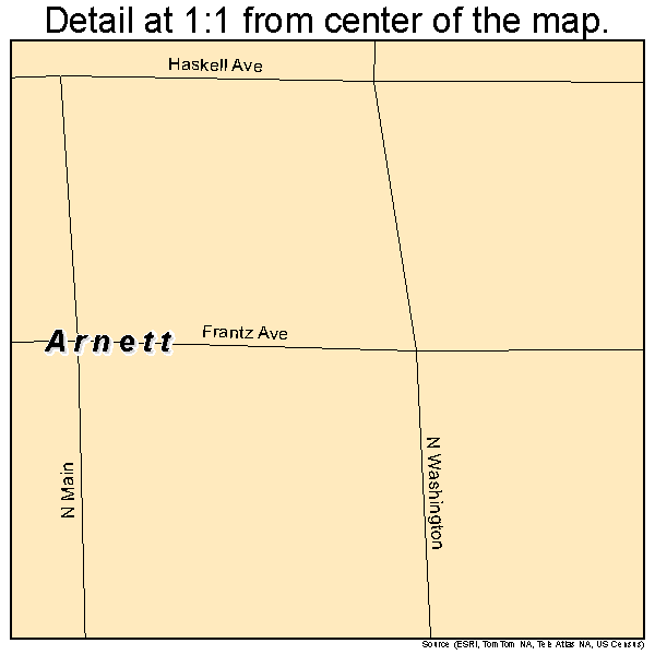 Arnett, Oklahoma road map detail