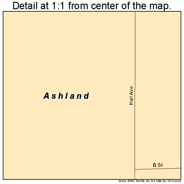 Ashland, Oklahoma road map detail