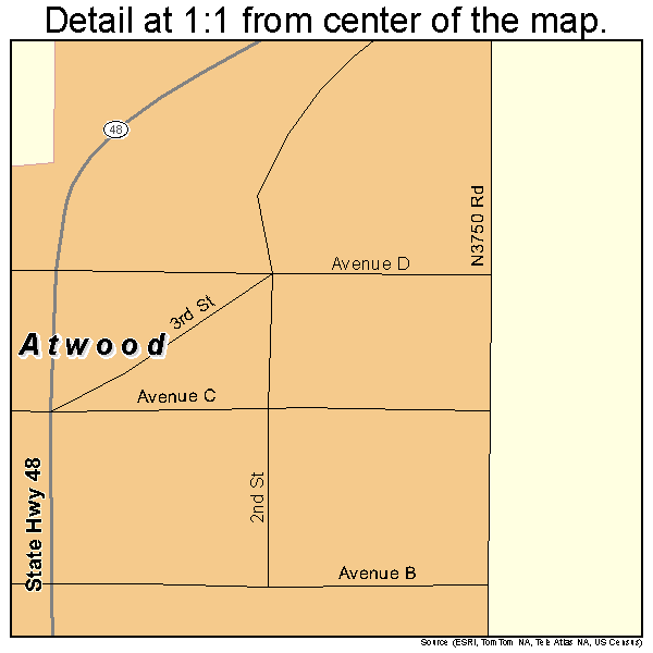 Atwood, Oklahoma road map detail