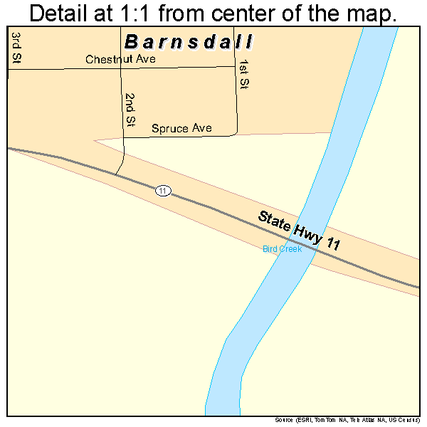 Barnsdall, Oklahoma road map detail