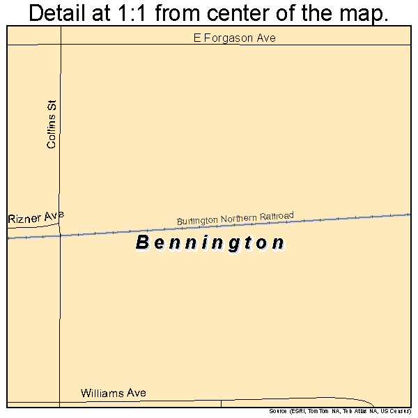 Bennington, Oklahoma road map detail