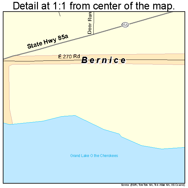 Bernice, Oklahoma road map detail