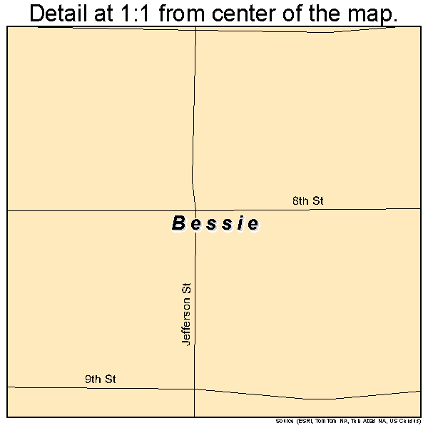 Bessie, Oklahoma road map detail
