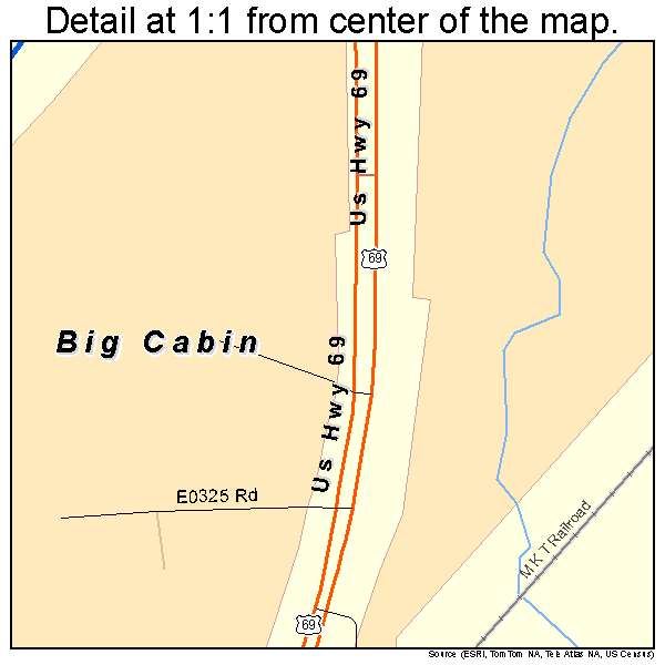 Big Cabin, Oklahoma road map detail