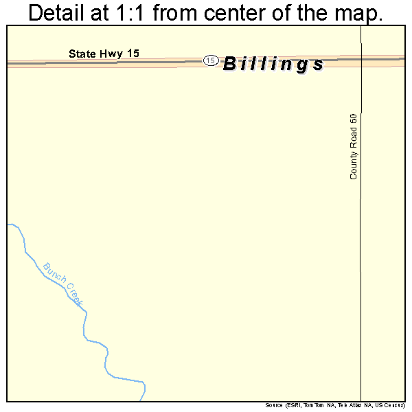 Billings, Oklahoma road map detail