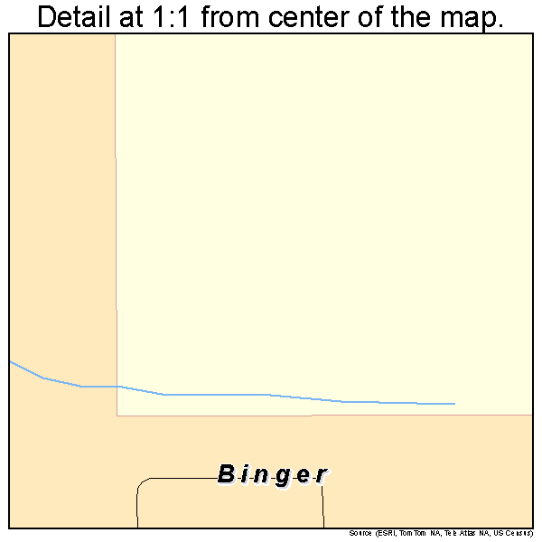 Binger, Oklahoma road map detail