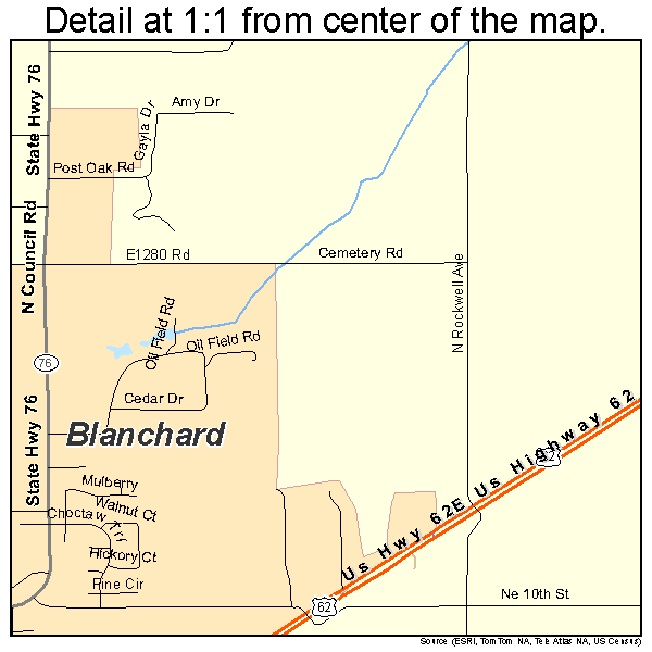 Blanchard, Oklahoma road map detail