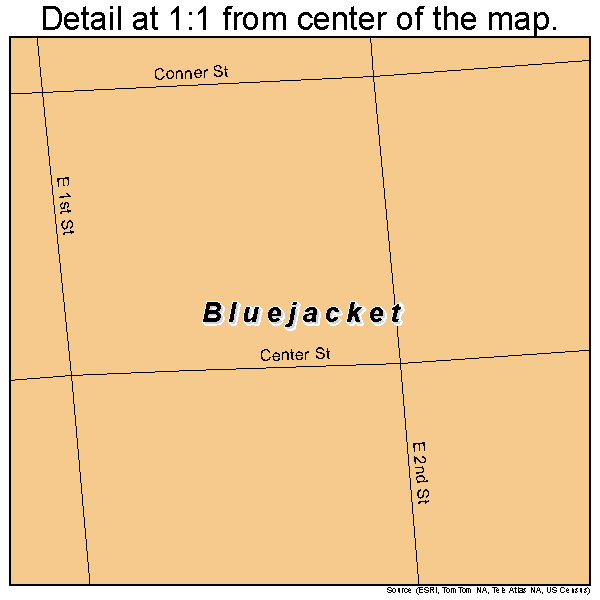 Bluejacket, Oklahoma road map detail