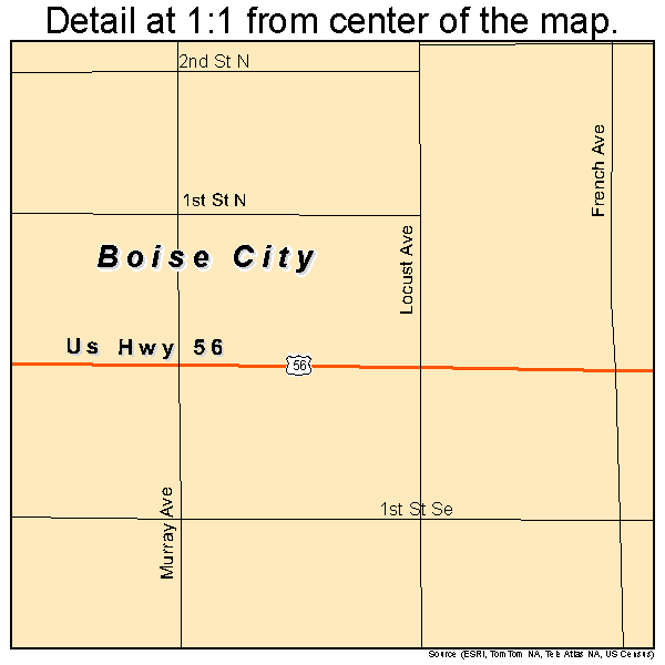 Boise City, Oklahoma road map detail