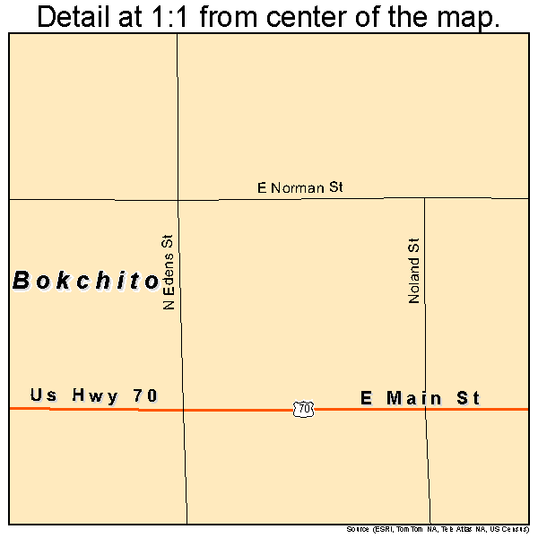 Bokchito, Oklahoma road map detail