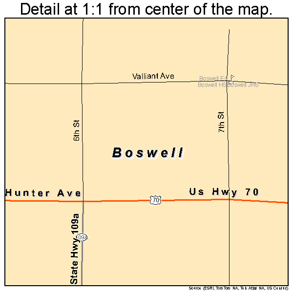 Boswell, Oklahoma road map detail