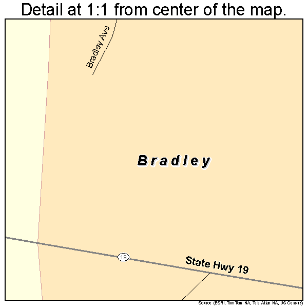 Bradley, Oklahoma road map detail