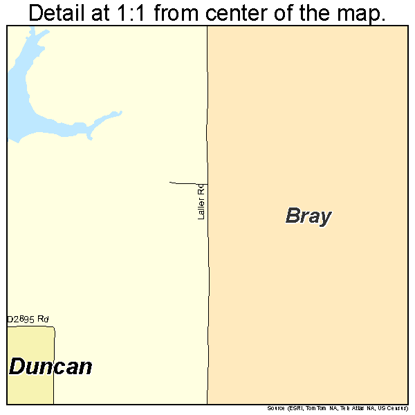 Bray, Oklahoma road map detail