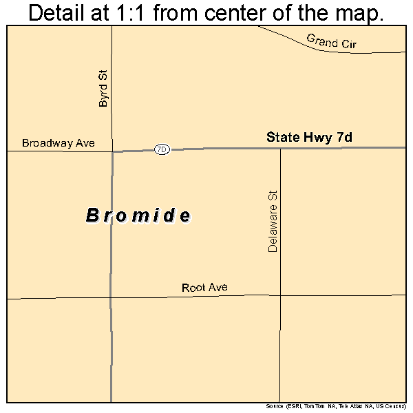 Bromide, Oklahoma road map detail