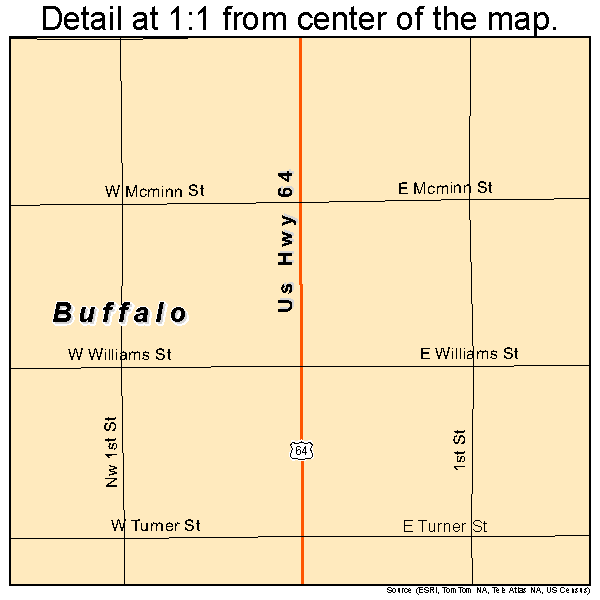 Buffalo, Oklahoma road map detail