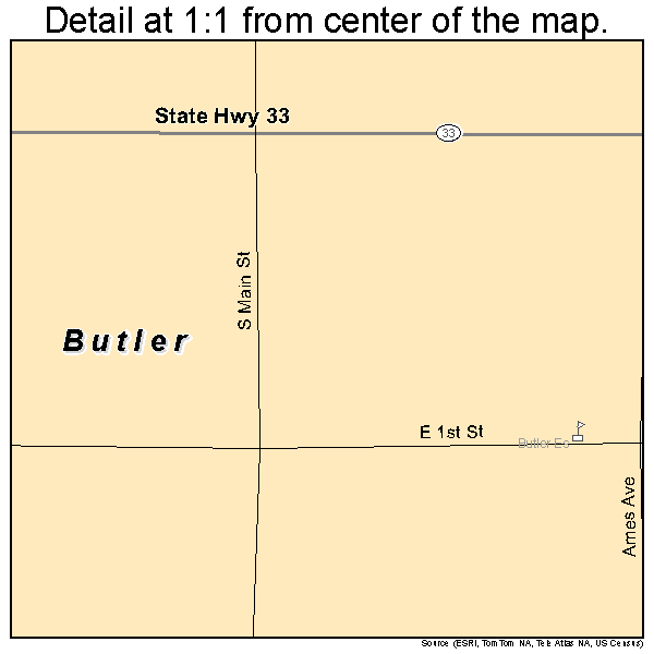 Butler, Oklahoma road map detail