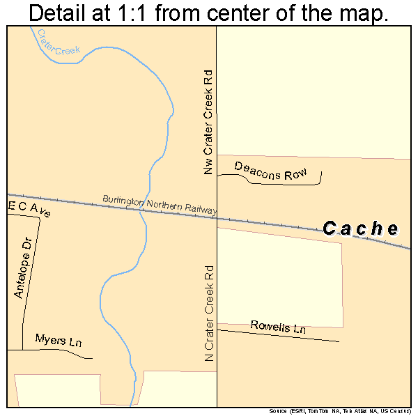 Cache, Oklahoma road map detail