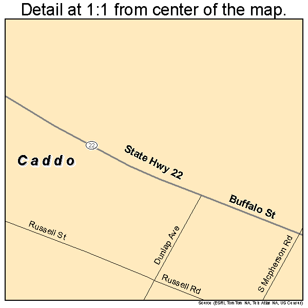 Caddo, Oklahoma road map detail