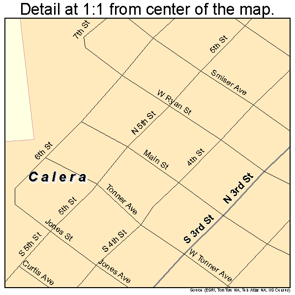 Calera, Oklahoma road map detail