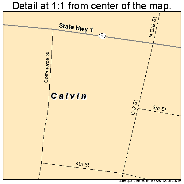 Calvin, Oklahoma road map detail