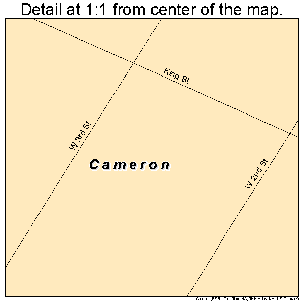 Cameron, Oklahoma road map detail
