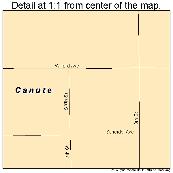 Canute, Oklahoma road map detail