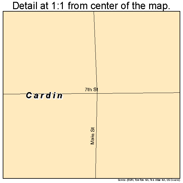 Cardin, Oklahoma road map detail