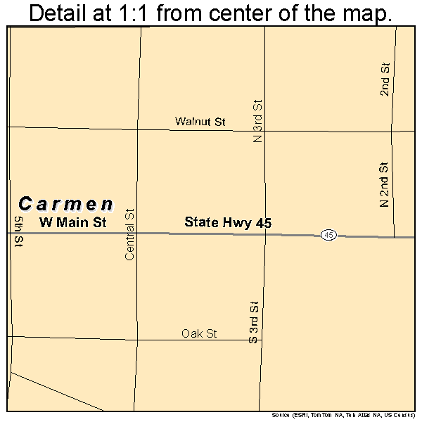 Carmen, Oklahoma road map detail