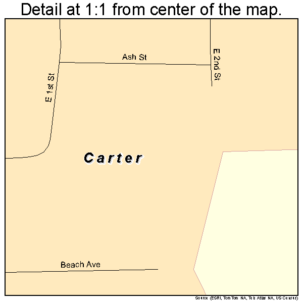 Carter, Oklahoma road map detail