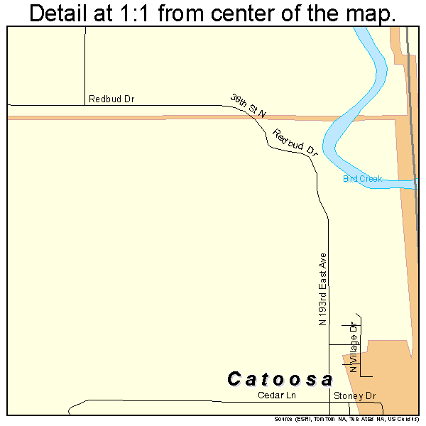 Catoosa, Oklahoma road map detail