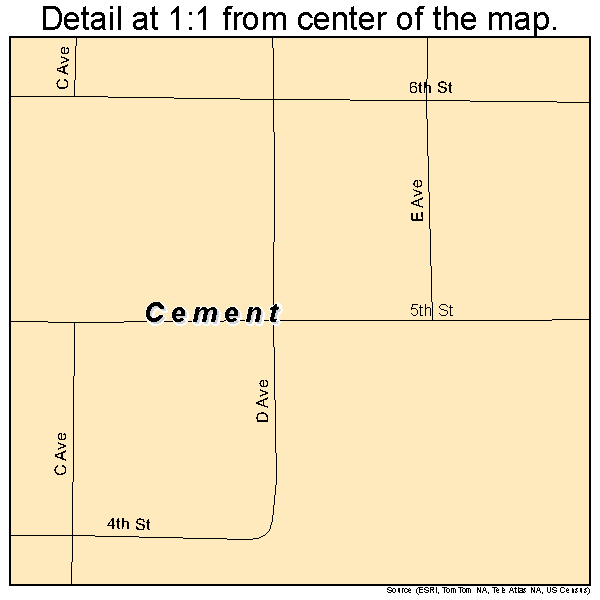 Cement, Oklahoma road map detail