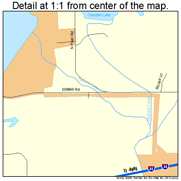Chandler, Oklahoma road map detail