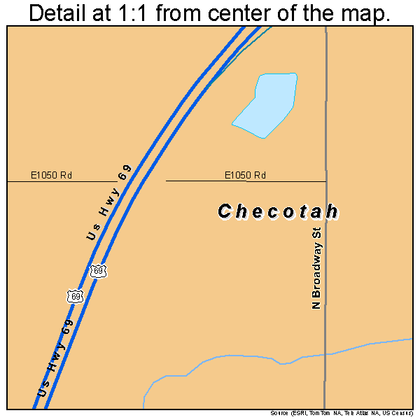 Checotah, Oklahoma road map detail