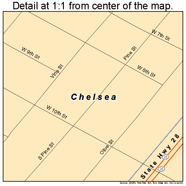 Chelsea, Oklahoma road map detail