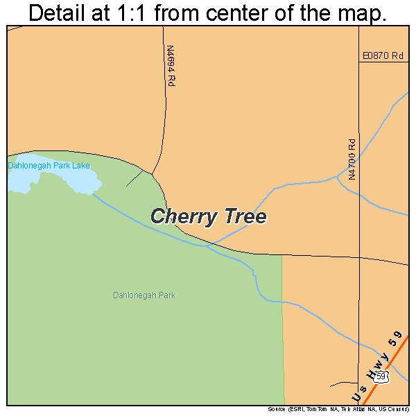 Cherry Tree, Oklahoma road map detail