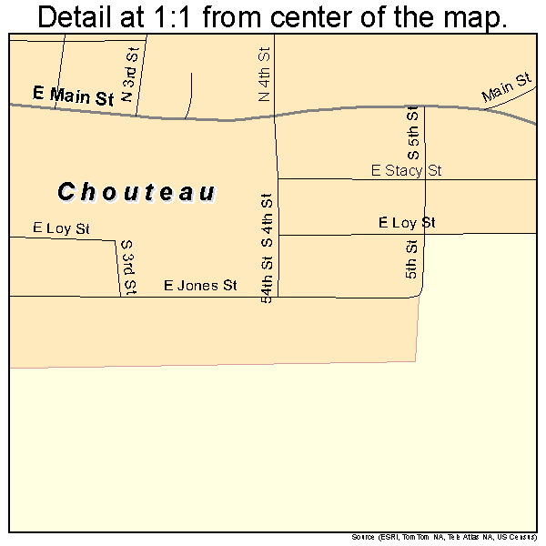 Chouteau, Oklahoma road map detail